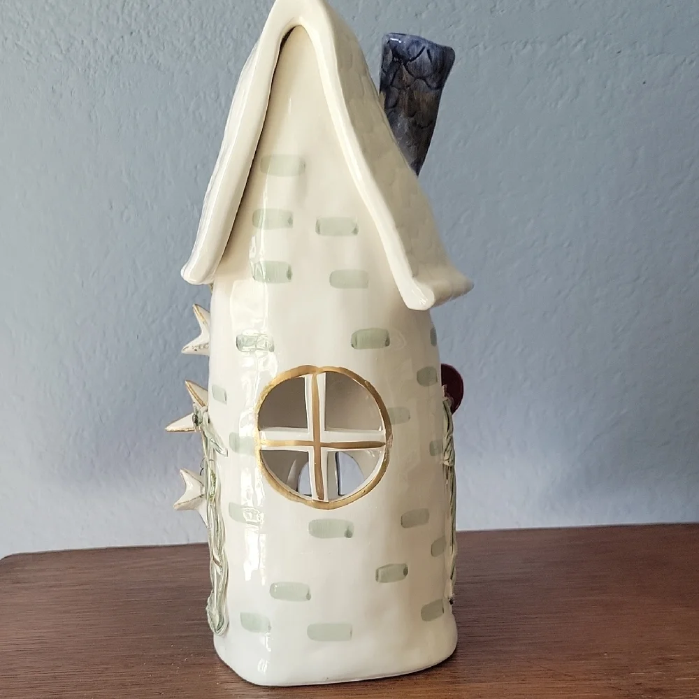 Ceramic Holiday House with Stars and Heart